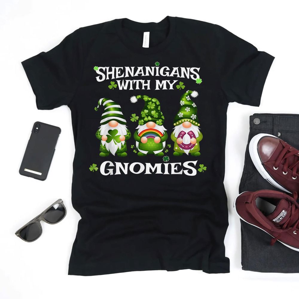 Shenanigans With My Gnomies Cute Gnome Shirt St Patricks Day T-Shirt Unisex Standard T-Shirt black s