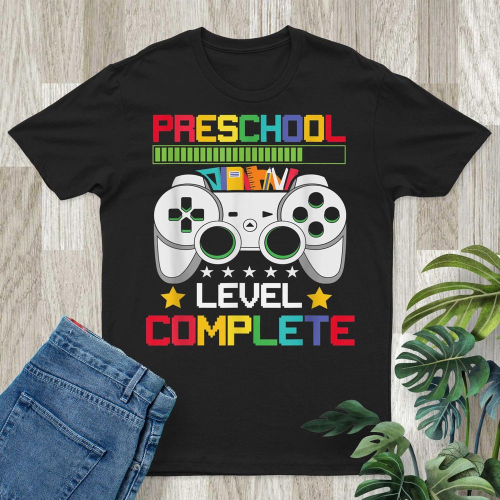 Preschool Graduation Shirt Level Complete Video Gamer Shirt Unisex Standard T-Shirt black s