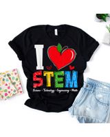 I Love Stem Student Teacher 1st Day Of School Back To School Shirt Unisex Standard T-Shirt black s