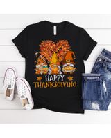 Three Gnomes Happy Thanksgiving Autumn Fall Pumpkin Spice Shirt Unisex Standard T-Shirt black s